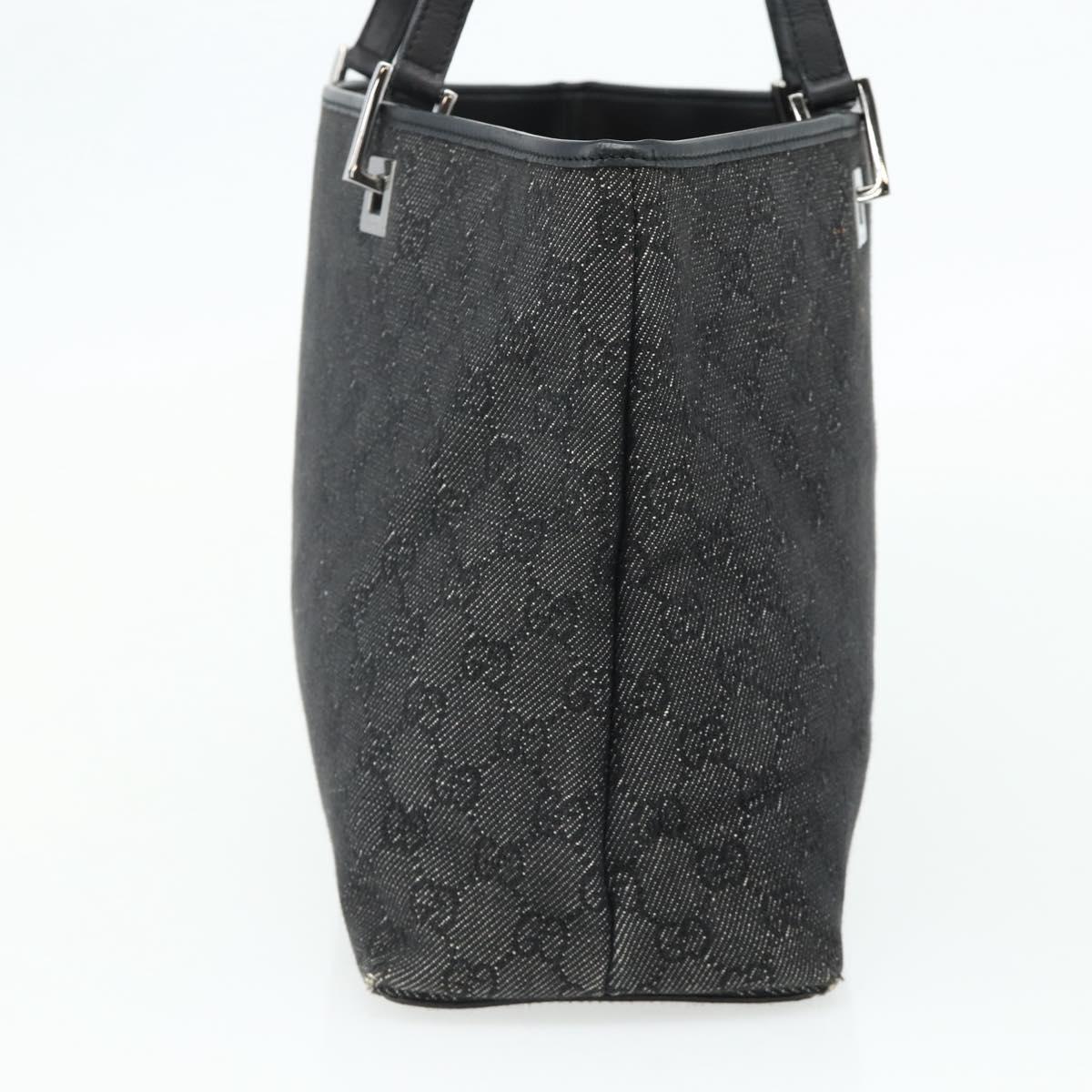 GUCCI GG Canvas Tote Bag Black Silver 36173 1705 Auth 176032