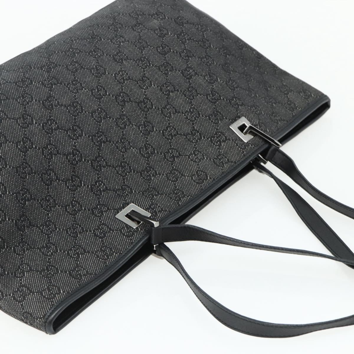 GUCCI GG Canvas Tote Bag Black Silver 36173 1705 Auth 176032