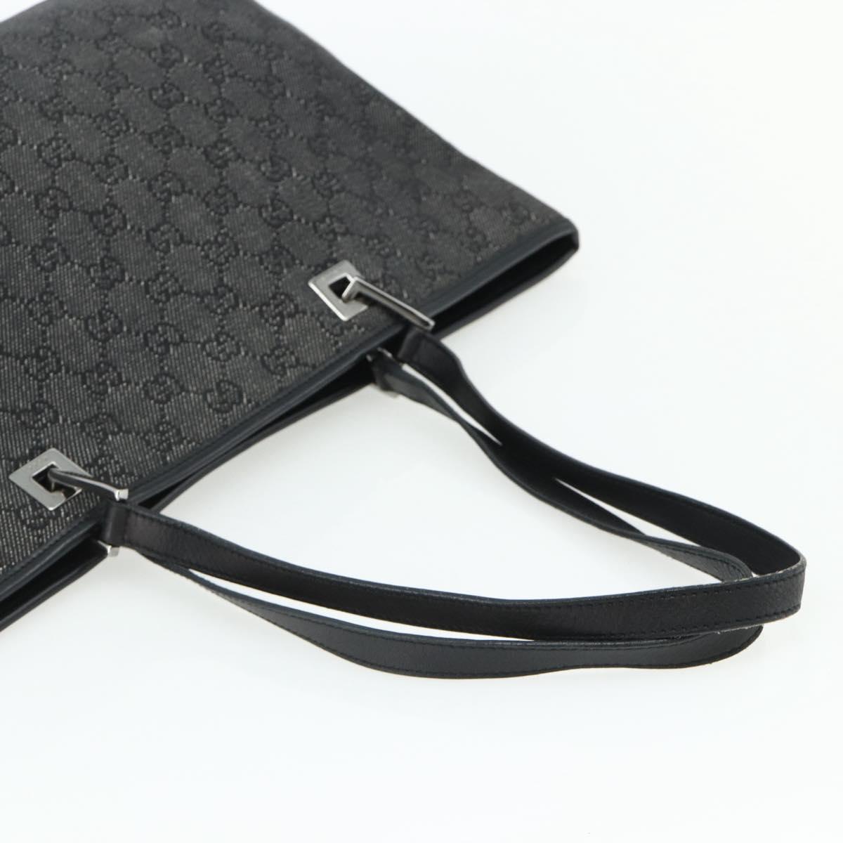GUCCI GG Canvas Tote Bag Black Silver 36173 1705 Auth 176032