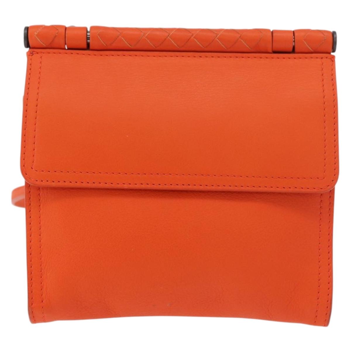 BOTTEGA VENETA INTRECCIATO Shoulder Bag Leather Orange Auth 176058