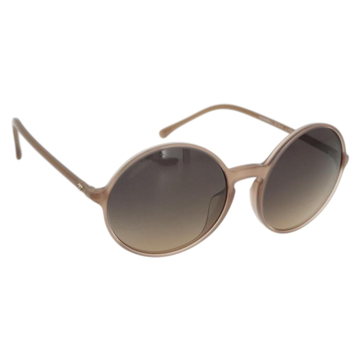 CHANEL COCO Mark Sunglasses plastic Beige CC Auth 176077A