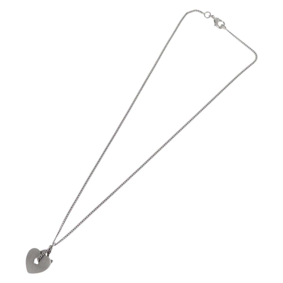 CHANEL COCO Mark Necklace metal Black CC Auth 176078A