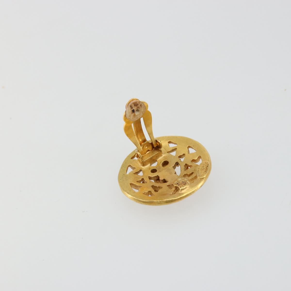 CHANEL COCO Mark Earring metal Gold Tone CC Auth 176079A