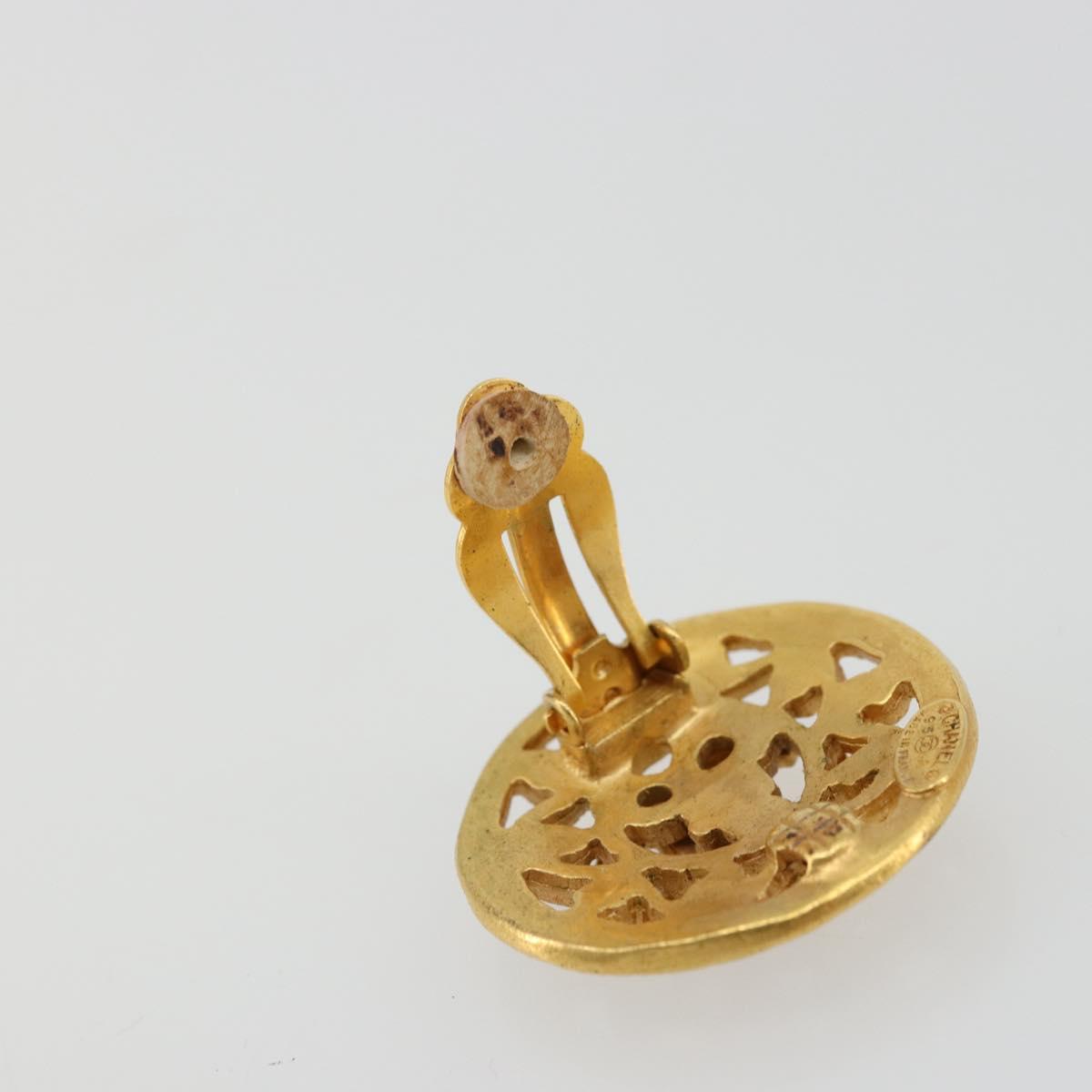 CHANEL COCO Mark Earring metal Gold Tone CC Auth 176079A