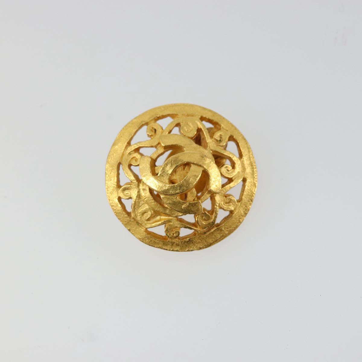 CHANEL COCO Mark Earring metal Gold Tone CC Auth 176079A