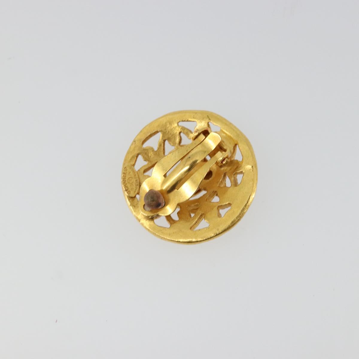 CHANEL COCO Mark Earring metal Gold Tone CC Auth 176079A