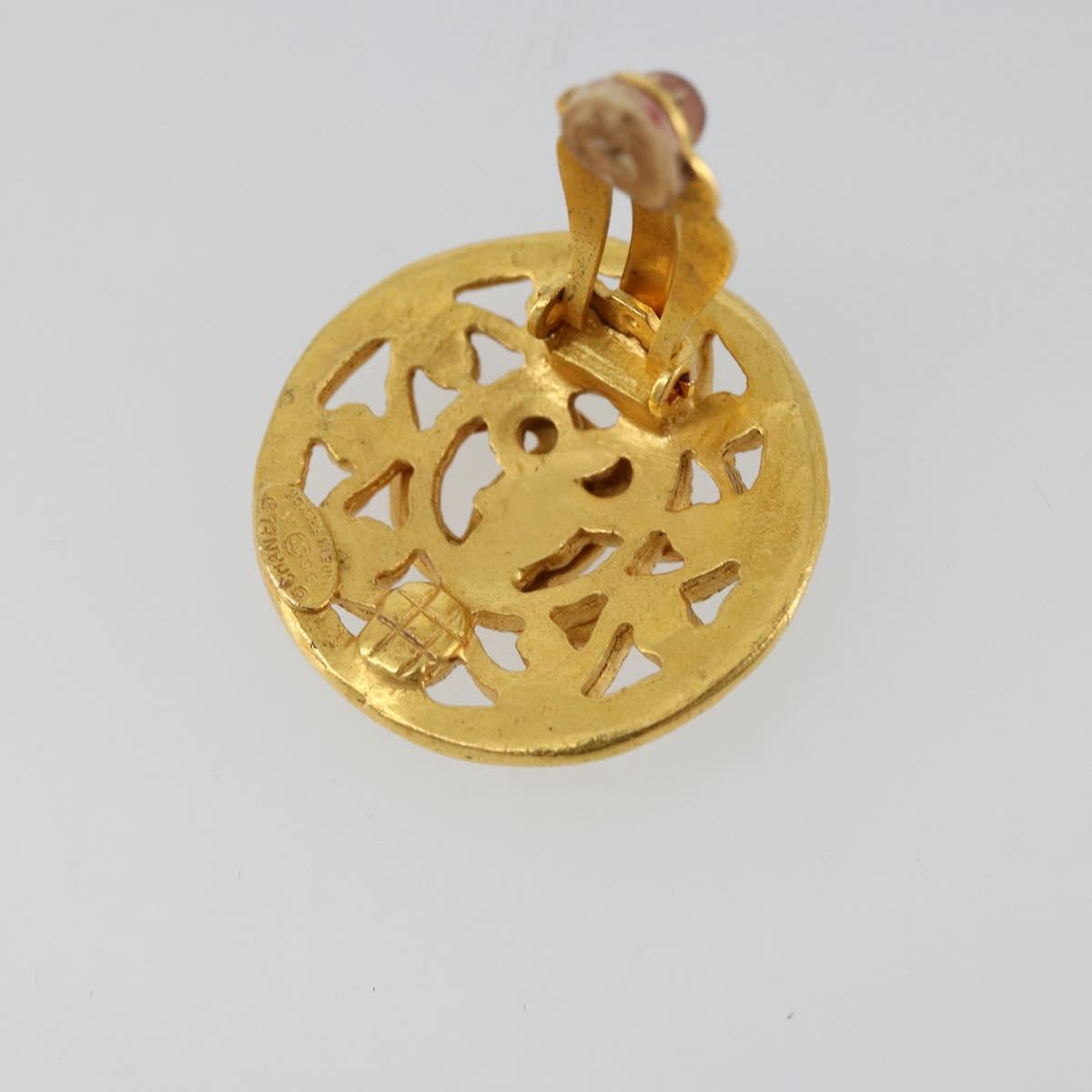 CHANEL COCO Mark Earring metal Gold Tone CC Auth 176079A