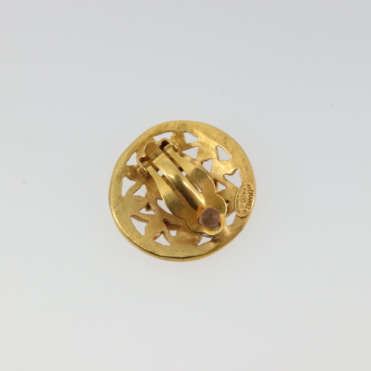 CHANEL COCO Mark Earring metal Gold Tone CC Auth 176079A