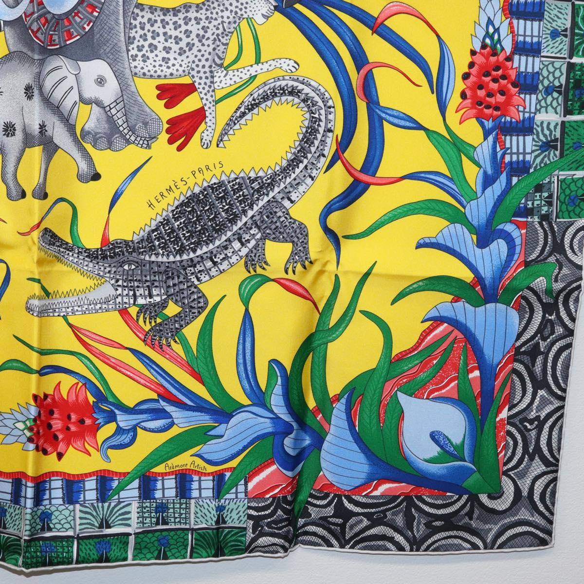 HERMES Carre 90 Scarf ""LA MARCHE DU ZAMBEZE"" Silk Multicolor Auth 176082V