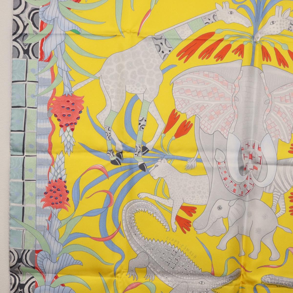 HERMES Carre 90 Scarf ""LA MARCHE DU ZAMBEZE"" Silk Multicolor Auth 176082V