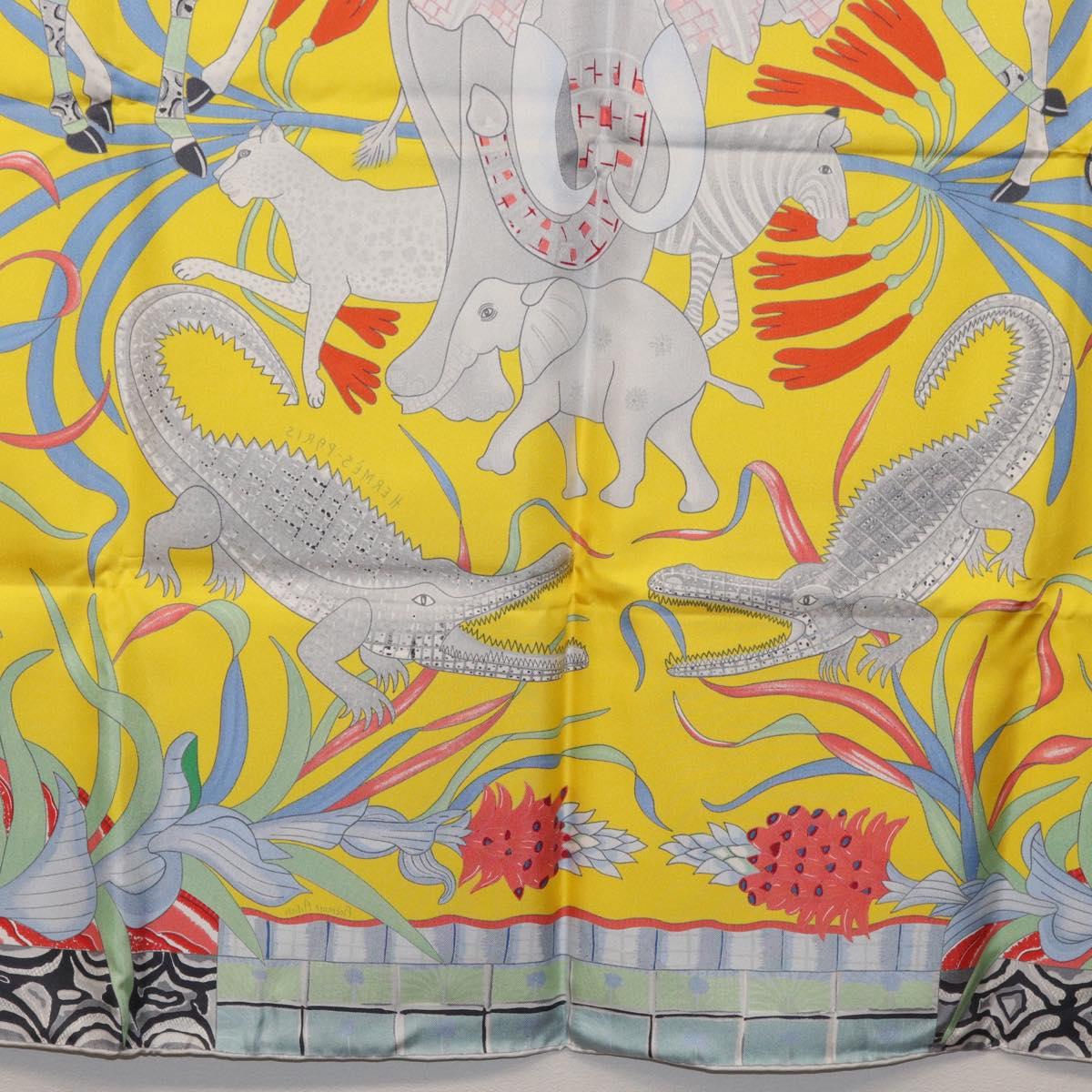 HERMES Carre 90 Scarf ""LA MARCHE DU ZAMBEZE"" Silk Multicolor Auth 176082V