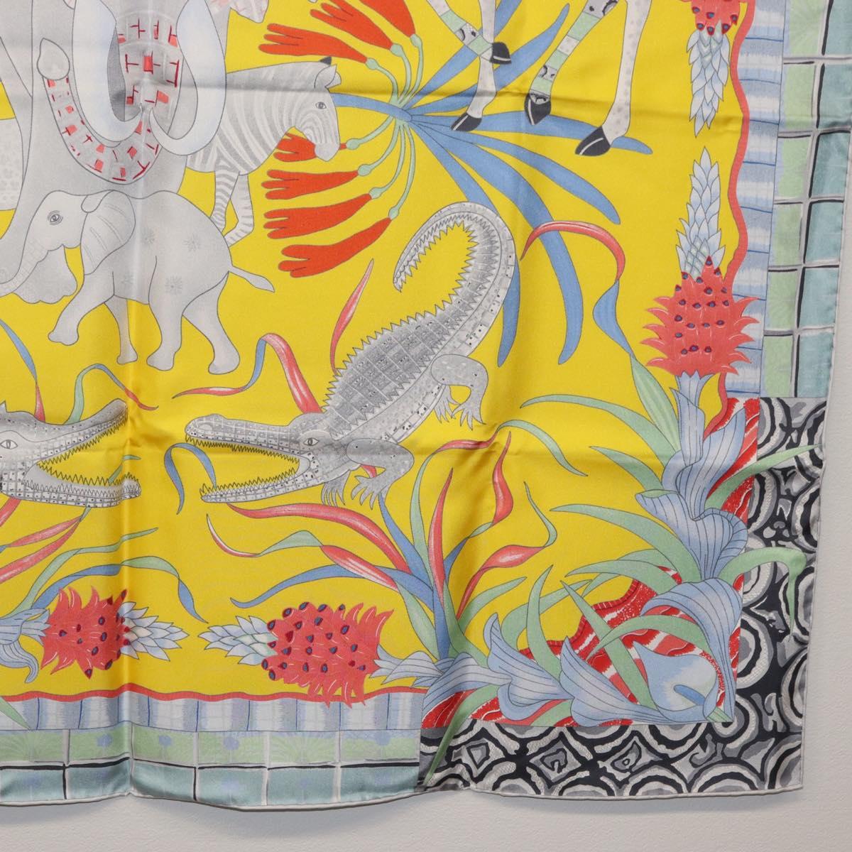 HERMES Carre 90 Scarf ""LA MARCHE DU ZAMBEZE"" Silk Multicolor Auth 176082V