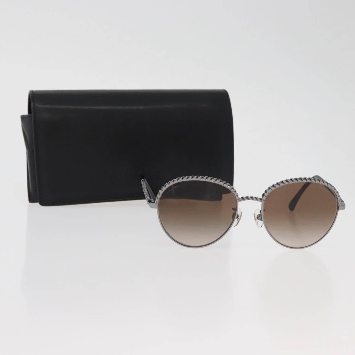 CHANEL Sunglasses metal Silver CC Auth 176091A