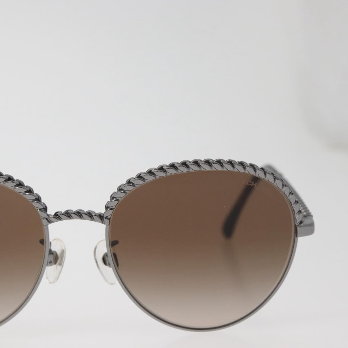 CHANEL Sunglasses metal Silver CC Auth 176091A