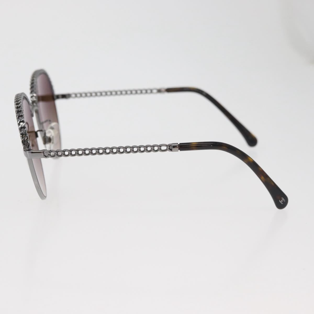 CHANEL Sunglasses metal Silver CC Auth 176091A