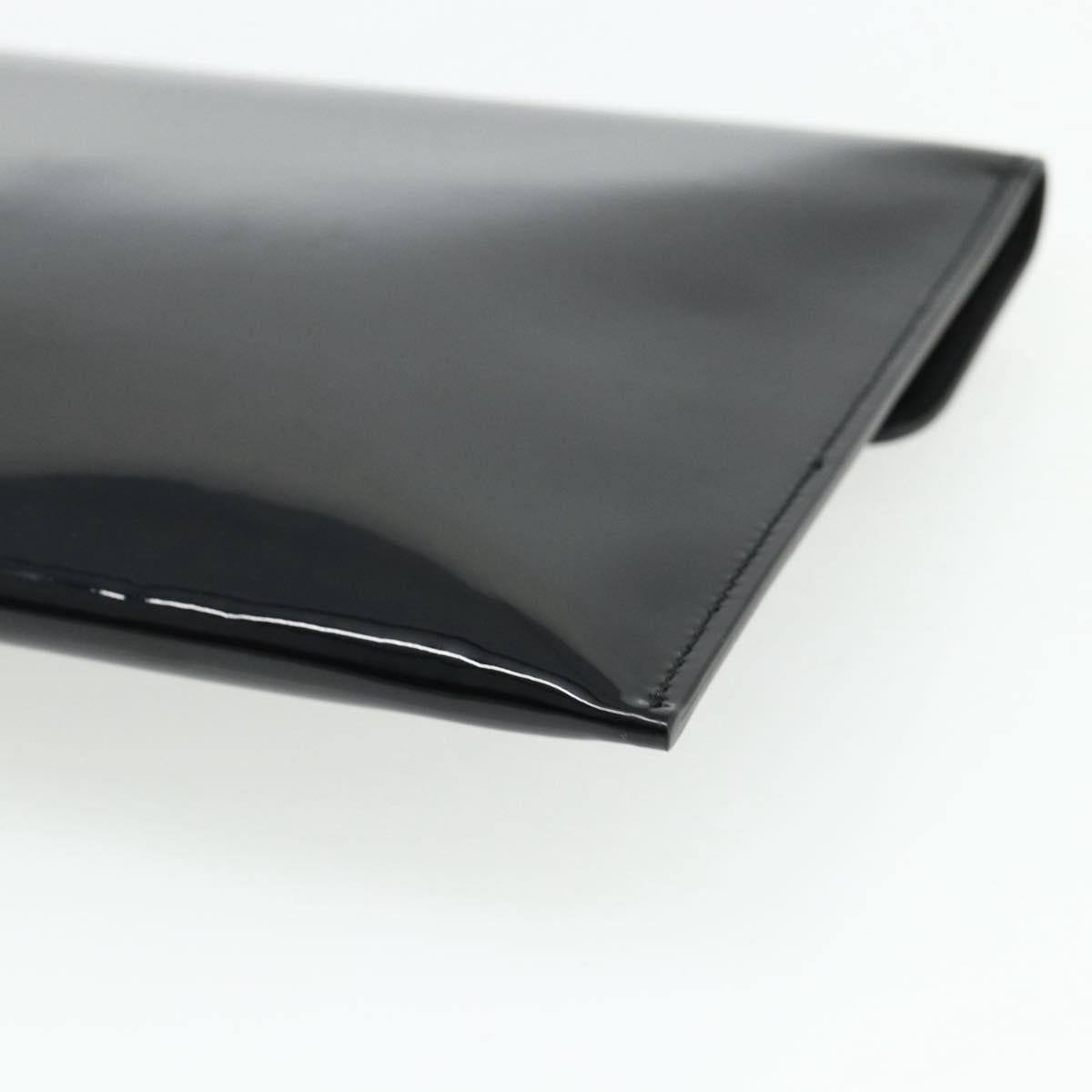 Alexander McQueen Clutch Bag Patent leather Black Silver Auth 176104A