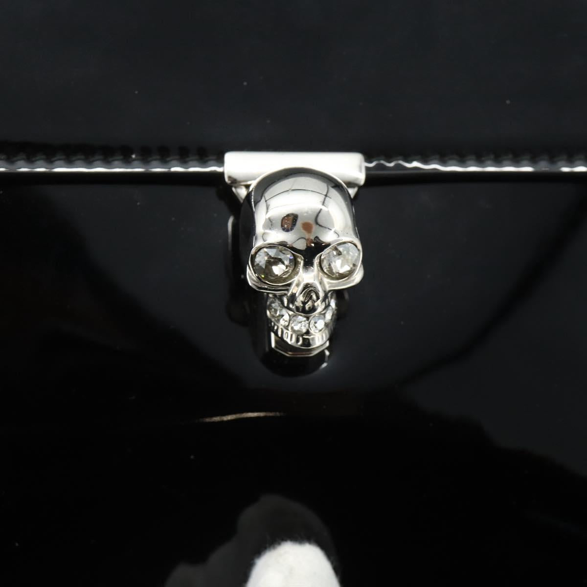 Alexander McQueen Clutch Bag Patent leather Black Silver Auth 176104A