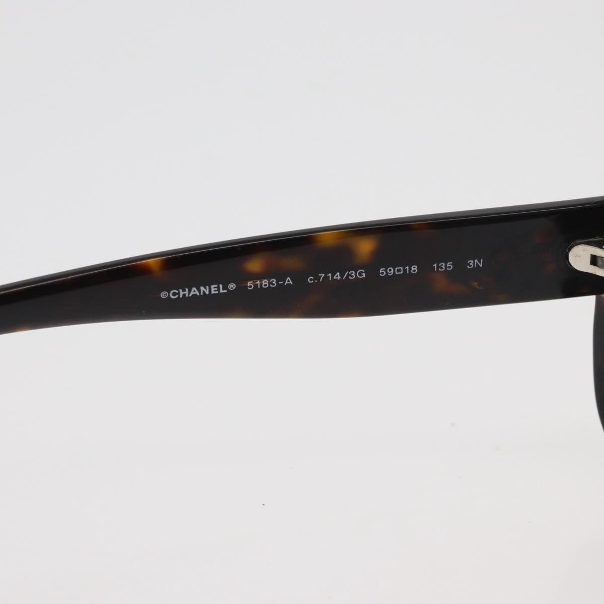 CHANEL COCO Mark Sunglasses plastic Black CC Auth 176107