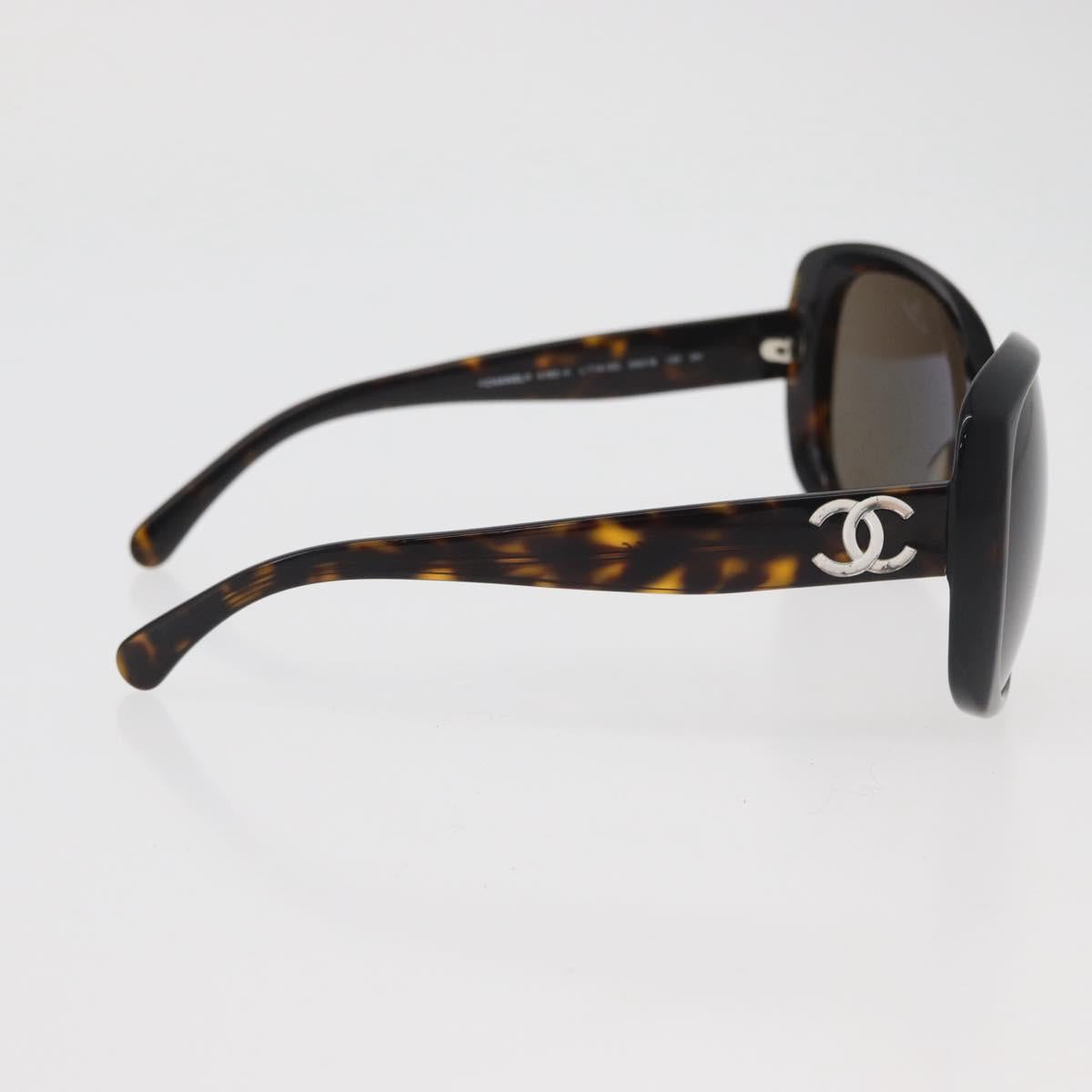 CHANEL COCO Mark Sunglasses plastic Black CC Auth 176107