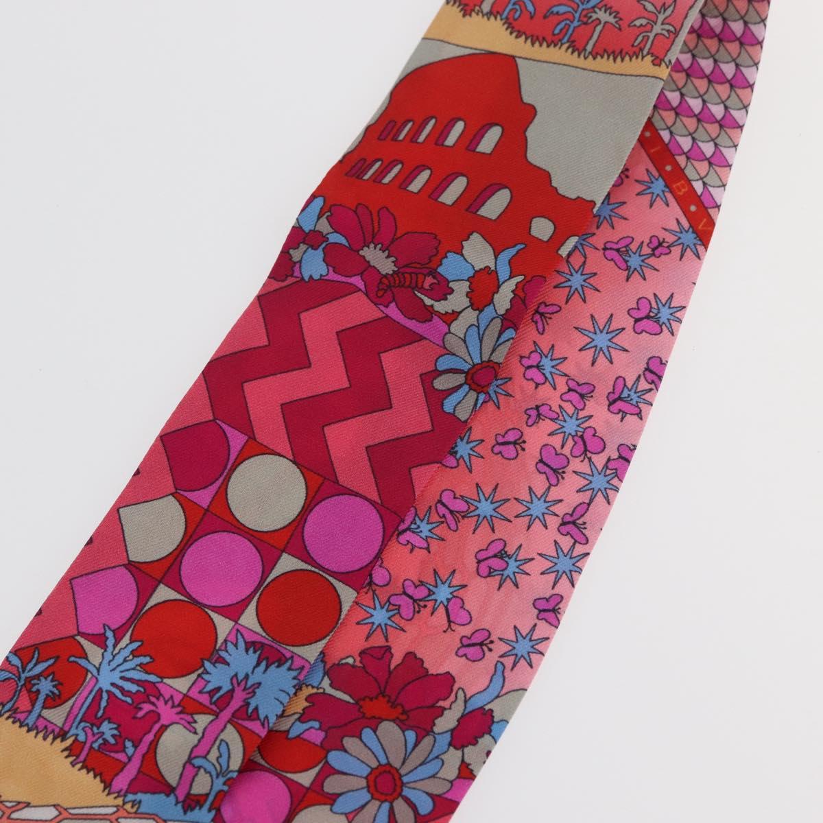 BVLGARI Scarf Silk Red Auth 176112A