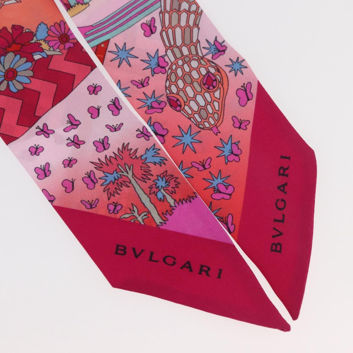 BVLGARI Scarf Silk Red Auth 176112A