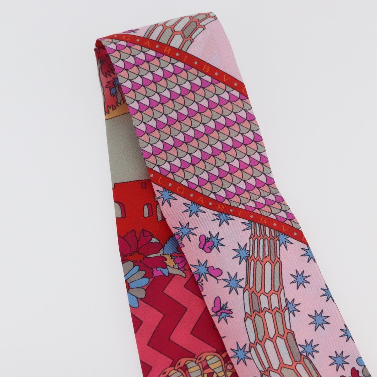 BVLGARI Scarf Silk Red Auth 176112A