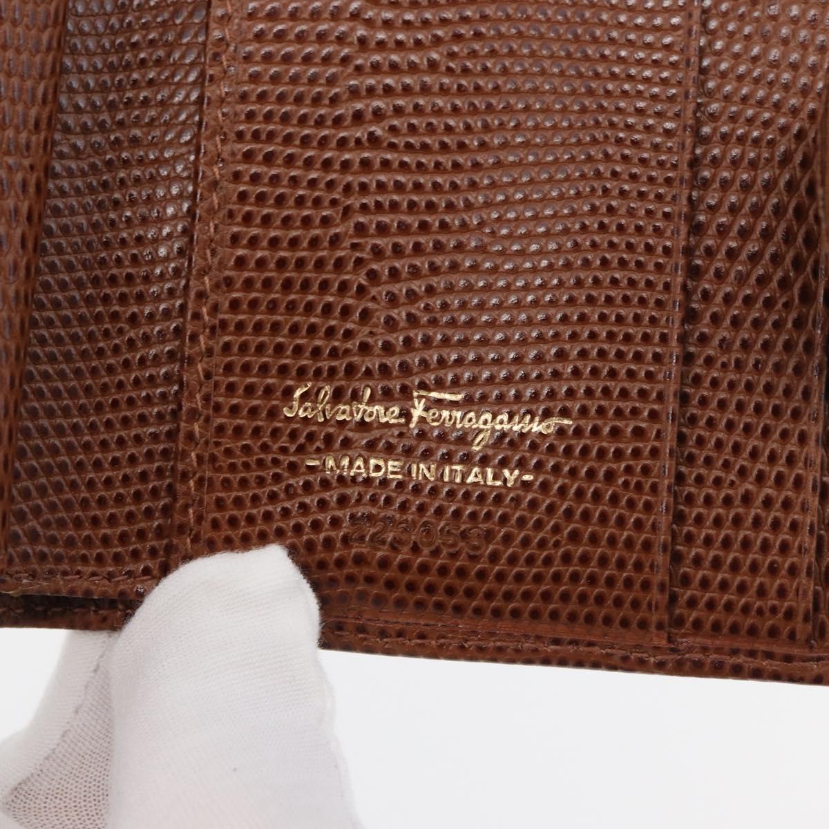 Salvatore Ferragamo Vala Wallet Leather Brown Gold Auth 176113A