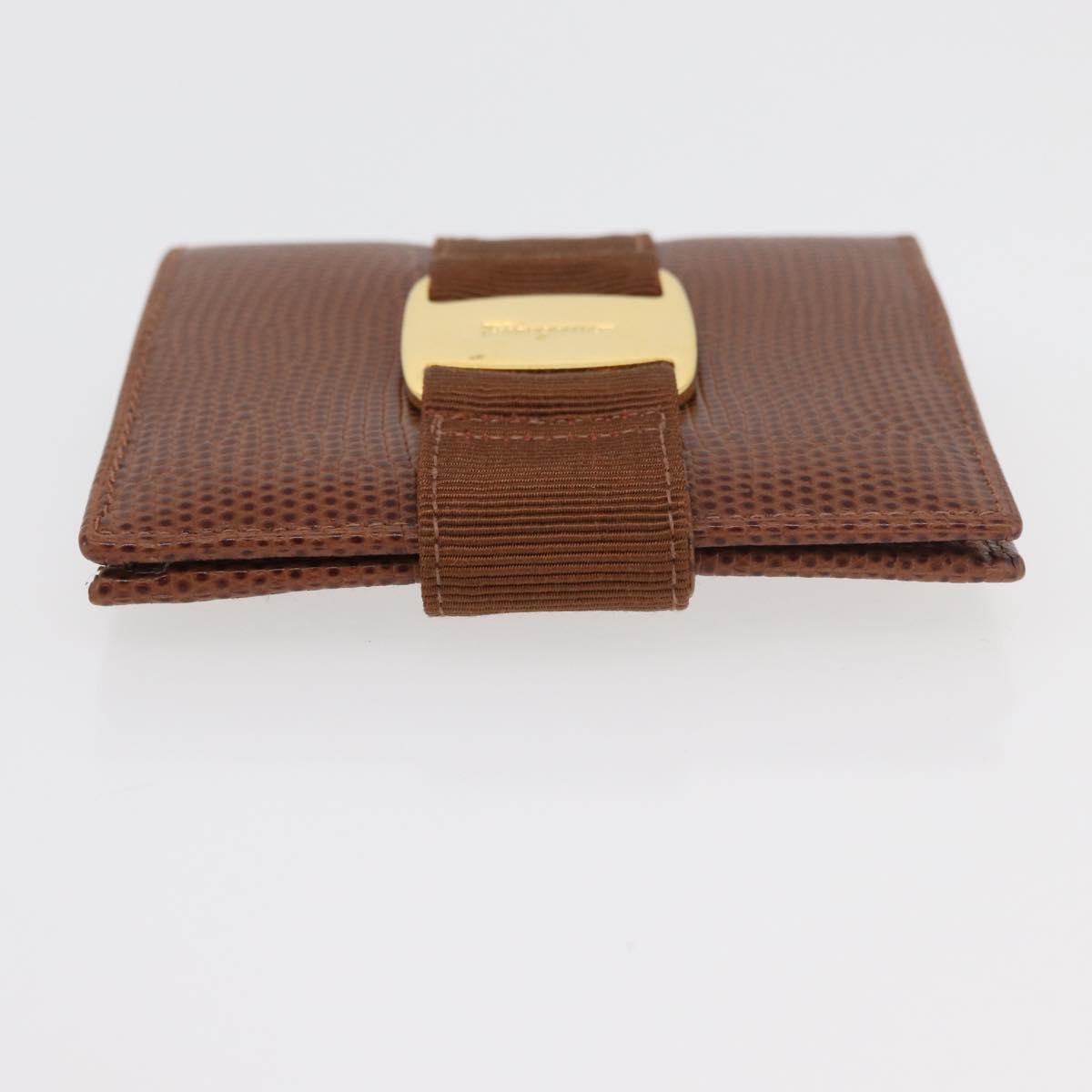 Salvatore Ferragamo Vala Wallet Leather Brown Gold Auth 176113A