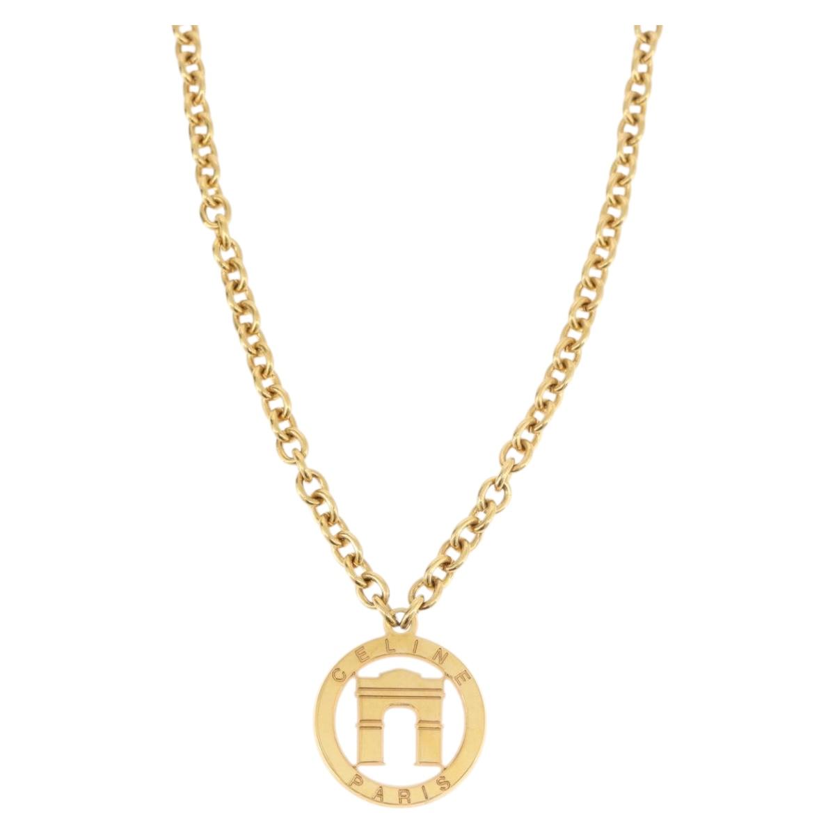 CELINE Arc de Triomphe Necklace metal Gold Tone Auth 176119A