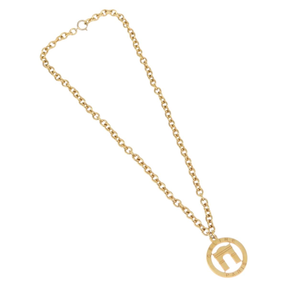 CELINE Arc de Triomphe Necklace metal Gold Tone Auth 176119A