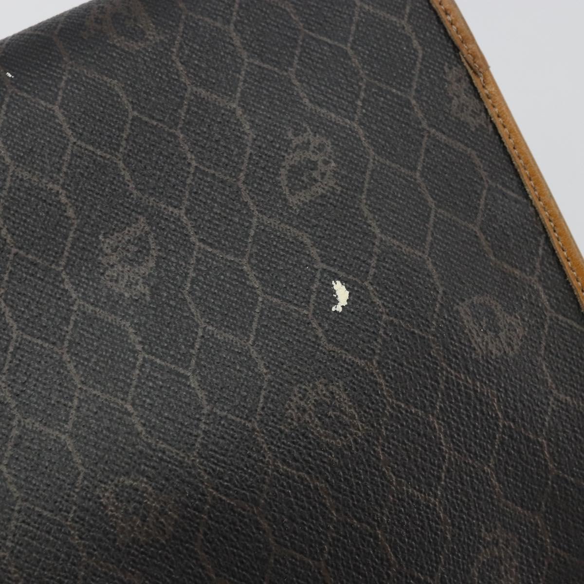 Christian Dior Honeycomb Canvas Chain Shoulder Bag PVC Black Gold Auth 176131