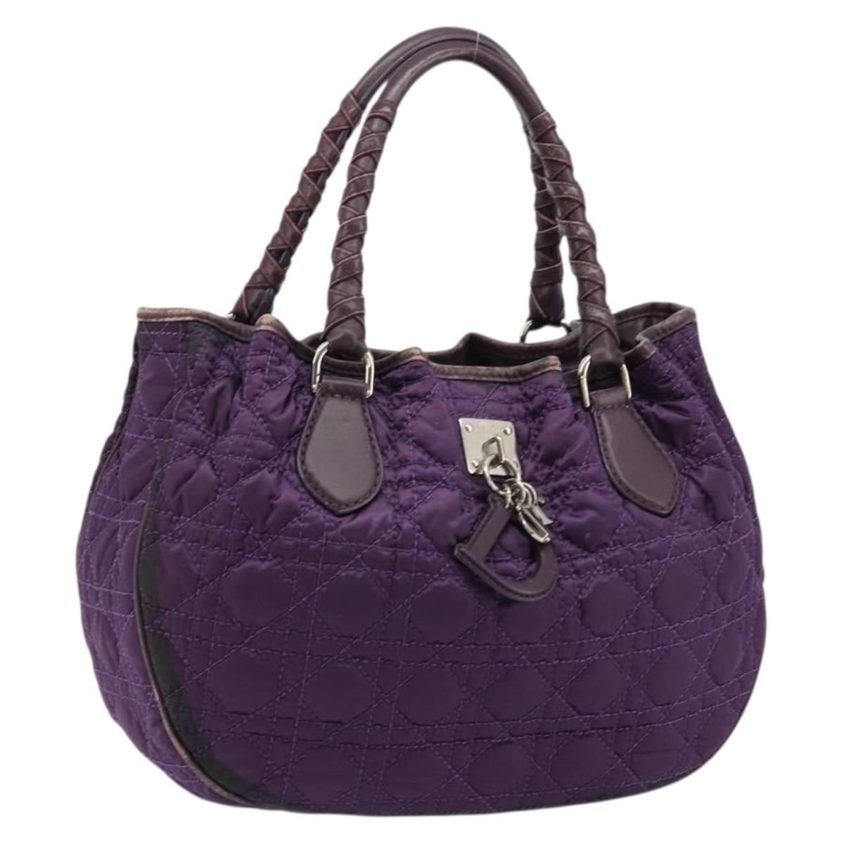 Christian Dior Canage Hand Bag Nylon Purple Silver Auth 176132