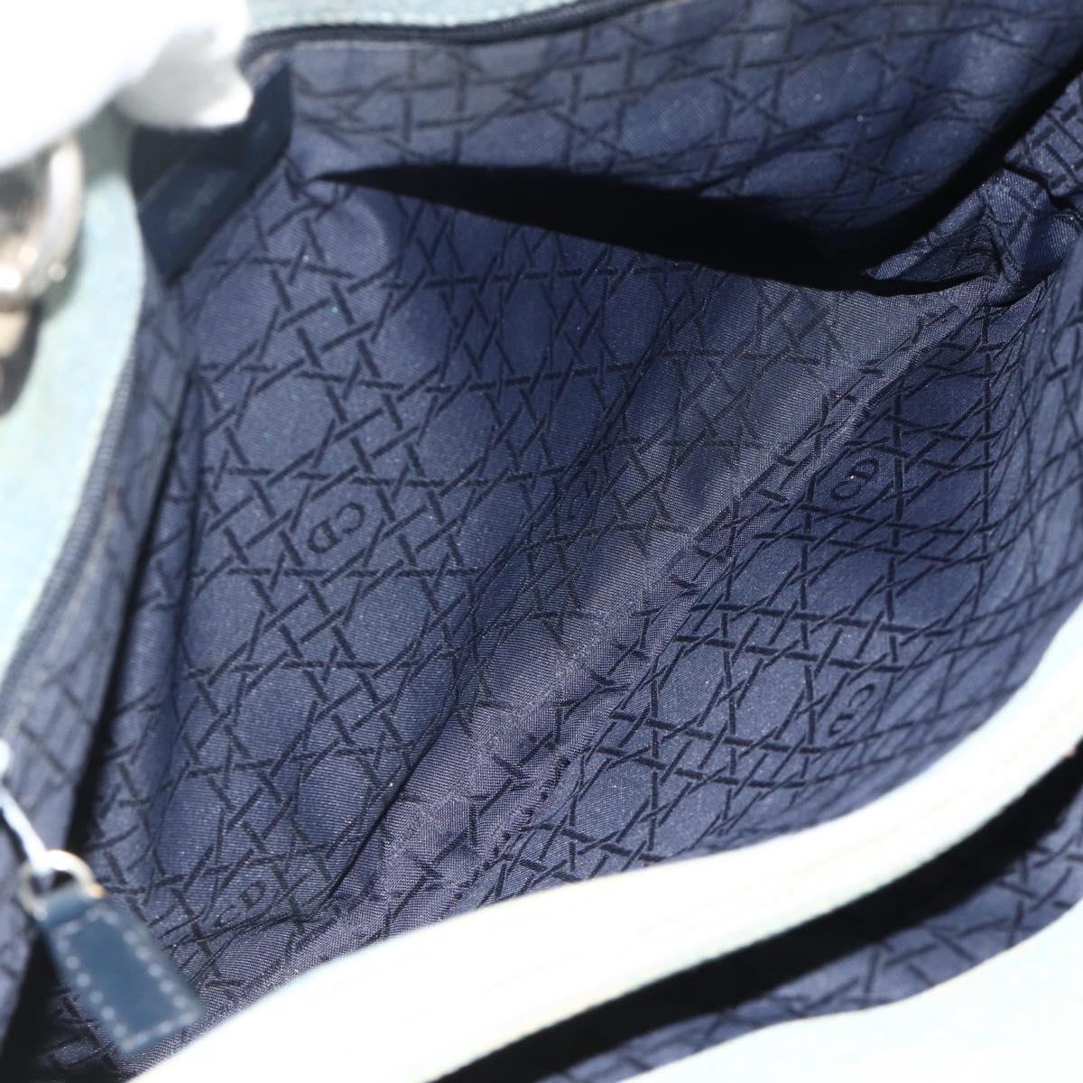 Christian Dior Canage Hand Bag Denim Blue Silver Auth 176133