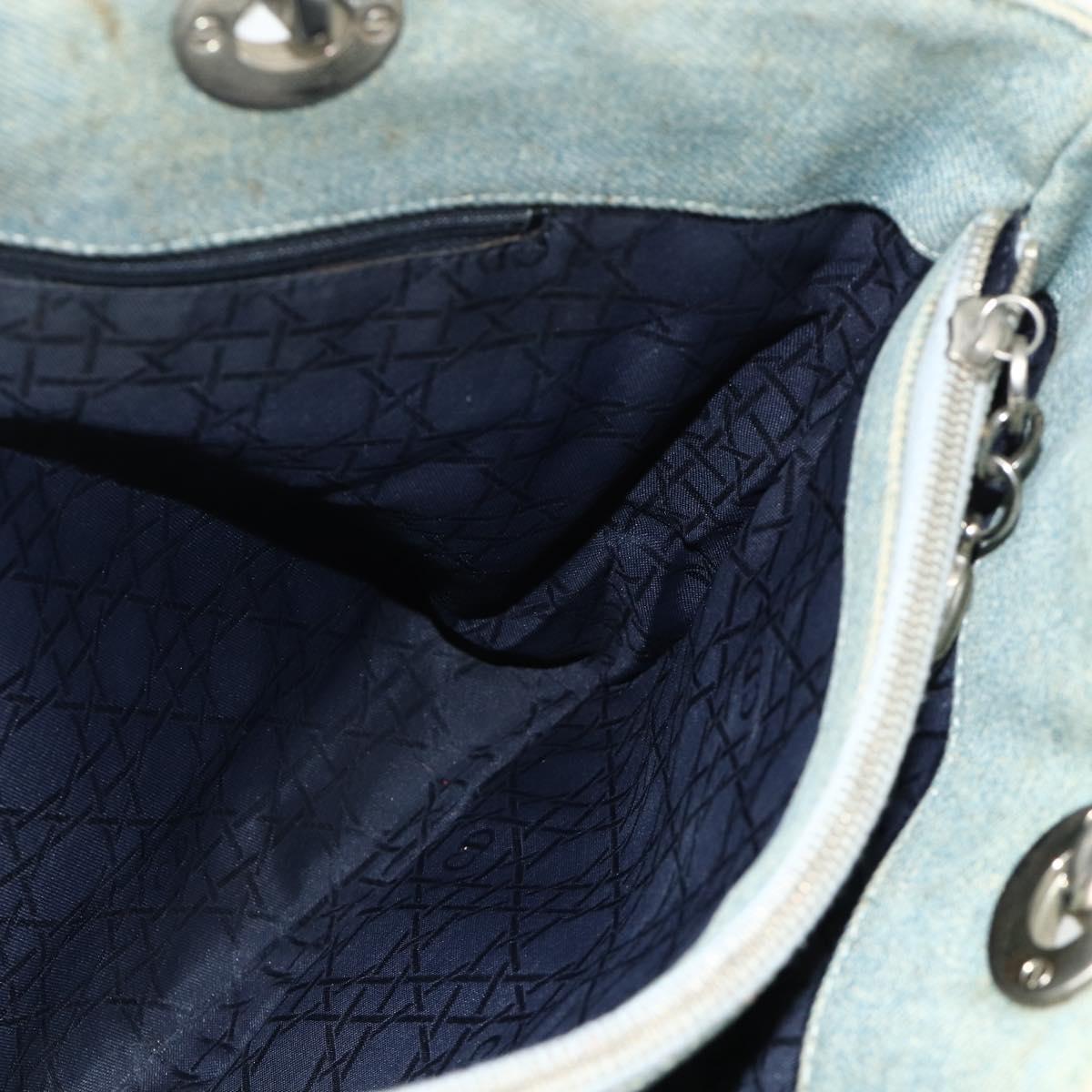 Christian Dior Canage Hand Bag Denim Blue Silver Auth 176133