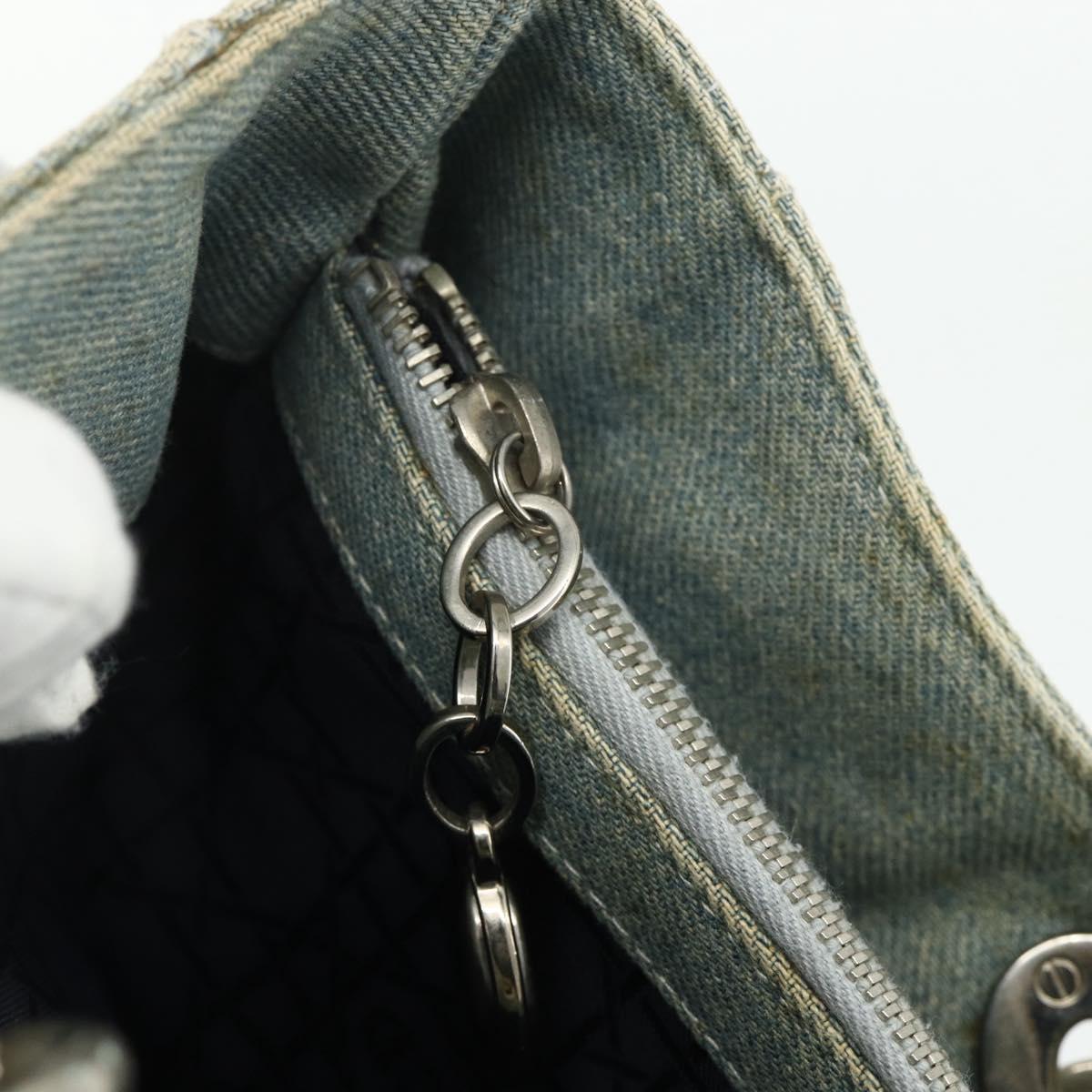 Christian Dior Canage Hand Bag Denim Blue Silver Auth 176133