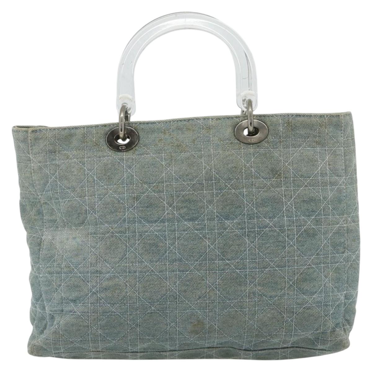 Christian Dior Canage Hand Bag Denim Blue Silver Auth 176133