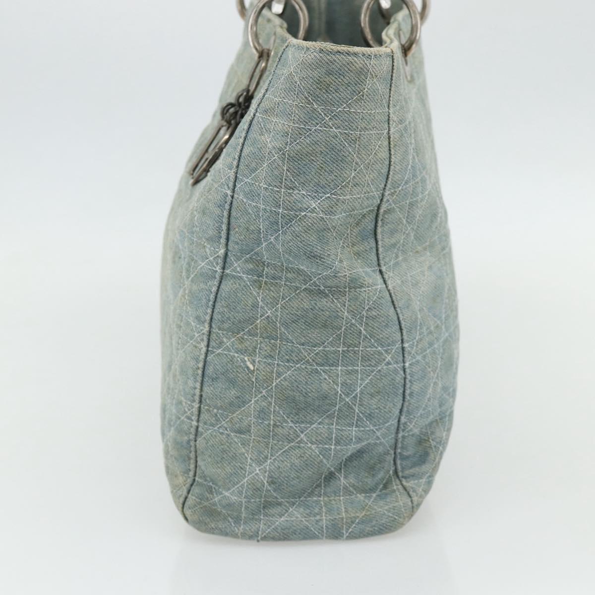 Christian Dior Canage Hand Bag Denim Blue Silver Auth 176133