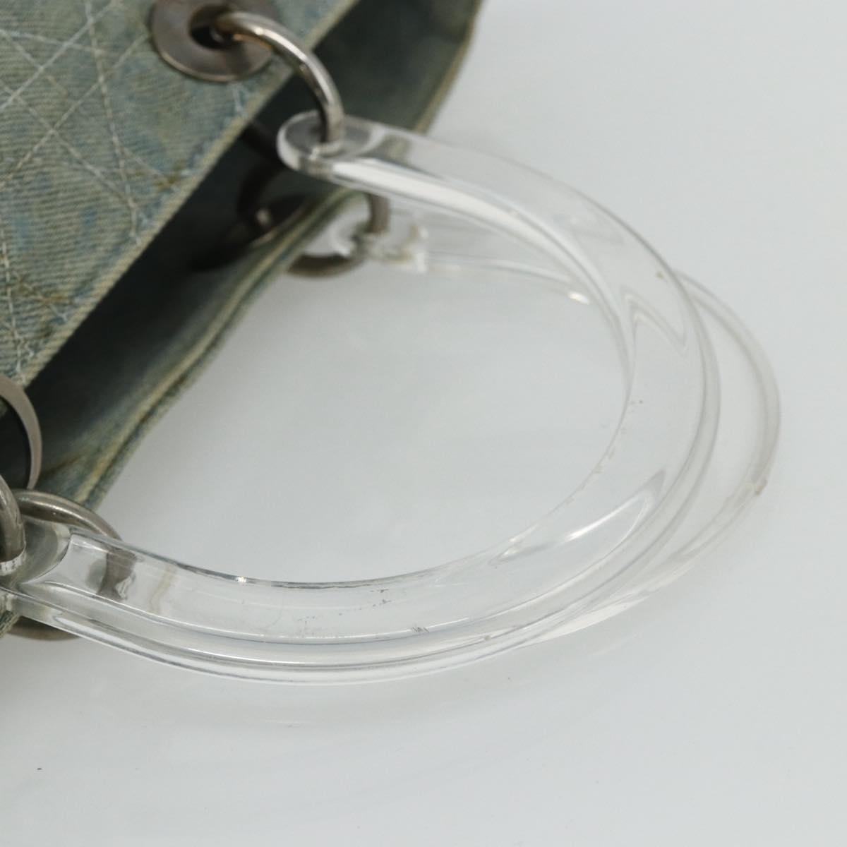 Christian Dior Canage Hand Bag Denim Blue Silver Auth 176133