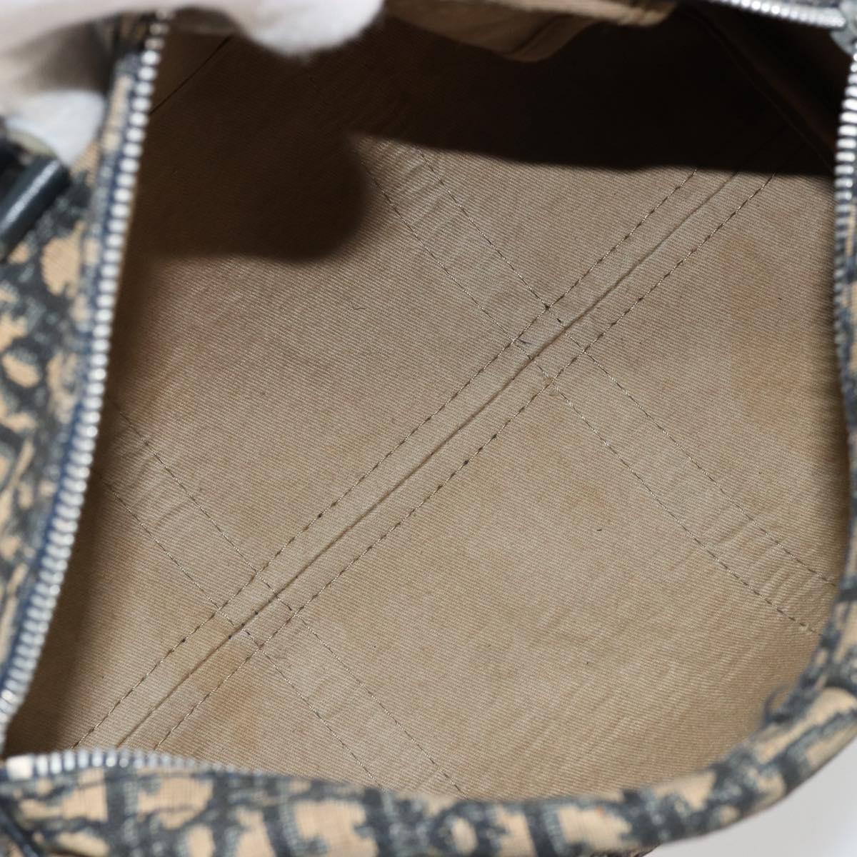 Christian Dior Trotter Canvas Hand Bag Navy Silver Auth 176139