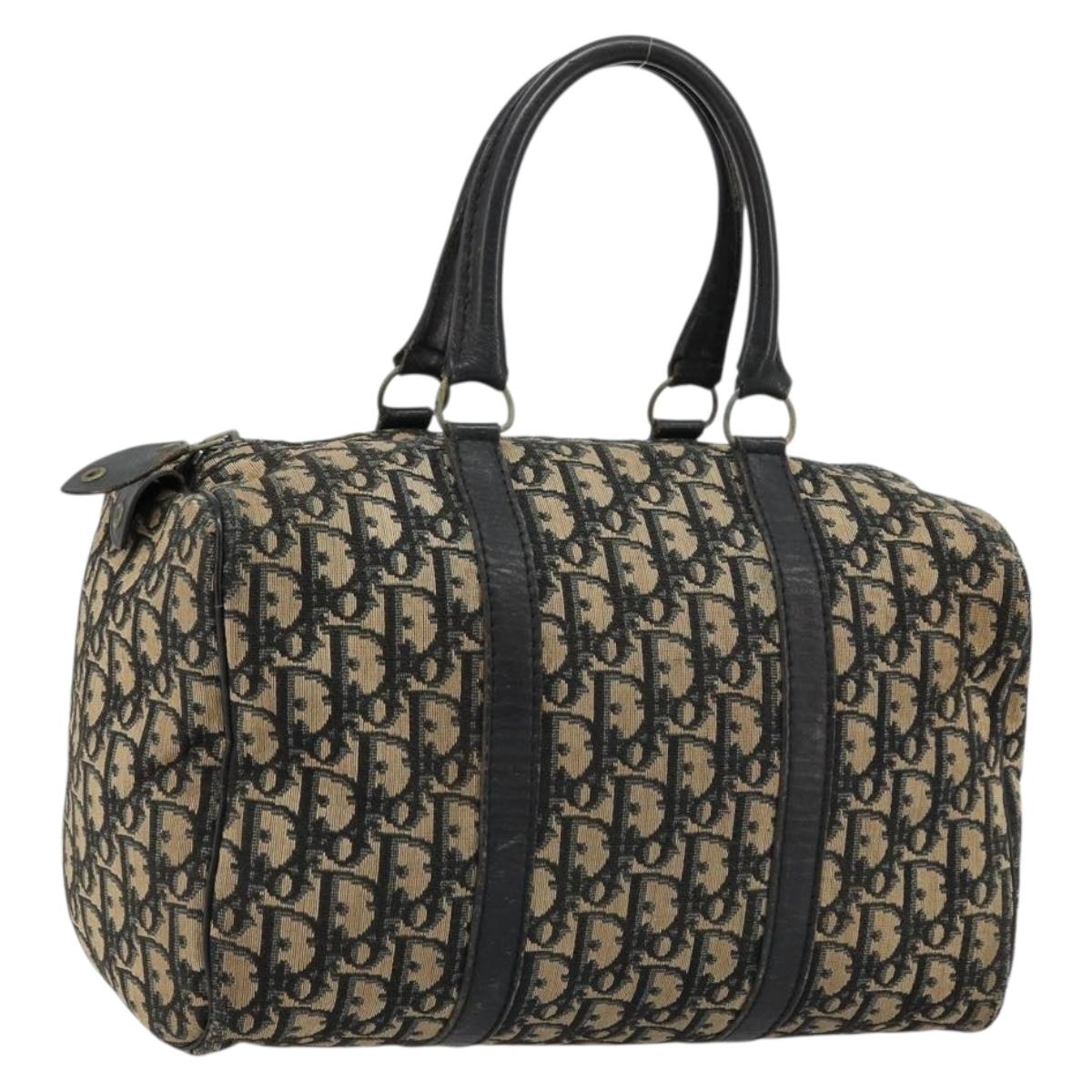 Christian Dior Trotter Canvas Hand Bag Navy Silver Auth 176139