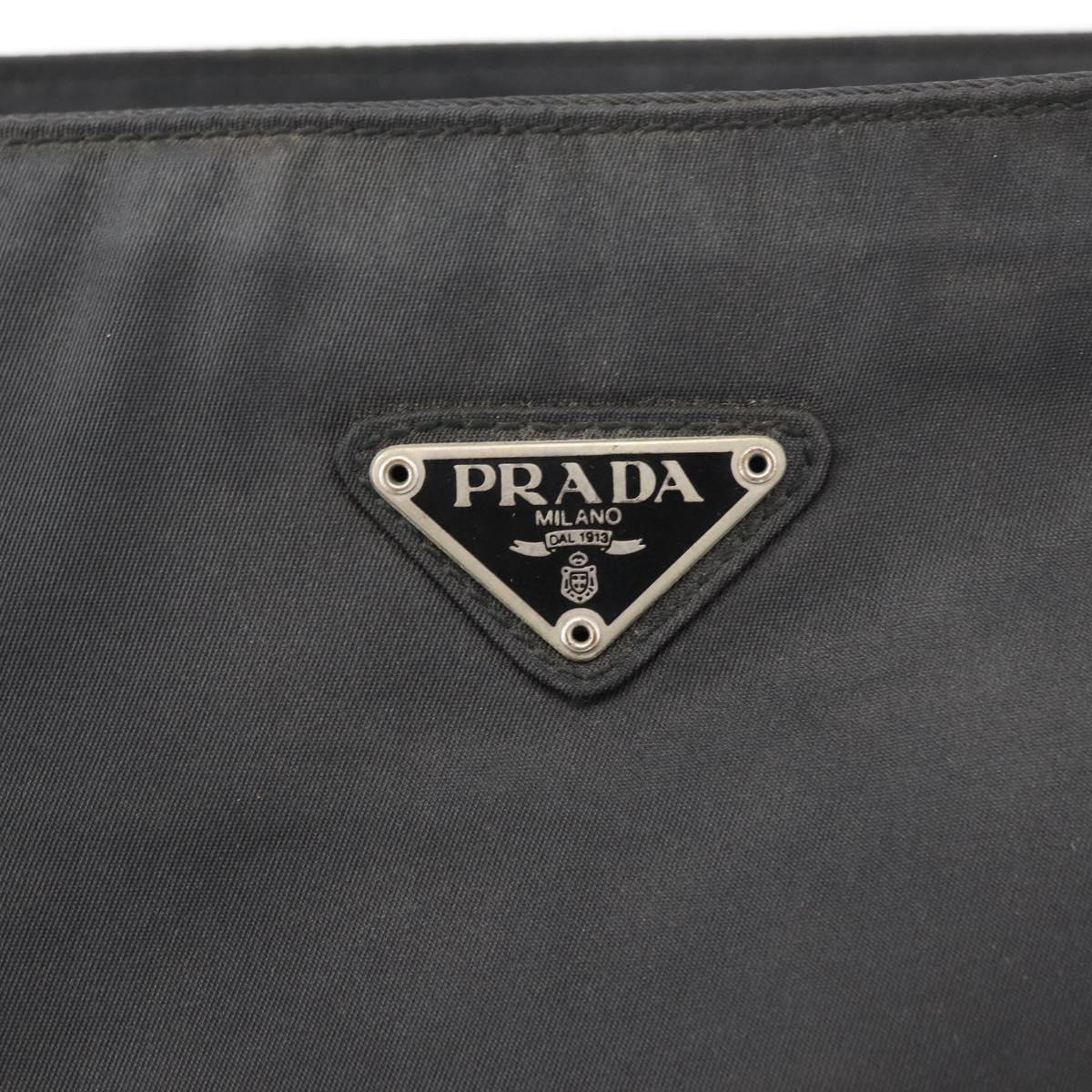 PRADA Hand Bag Nylon Black Silver Auth 176163