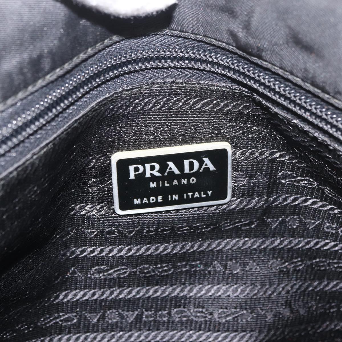 PRADA Hand Bag Nylon Black Silver Auth 176163