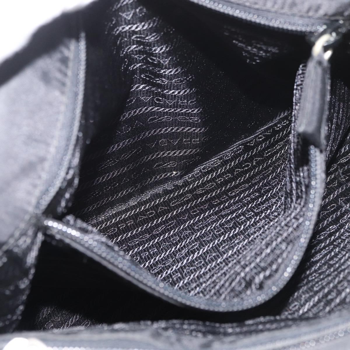 PRADA Hand Bag Nylon Black Silver Auth 176163