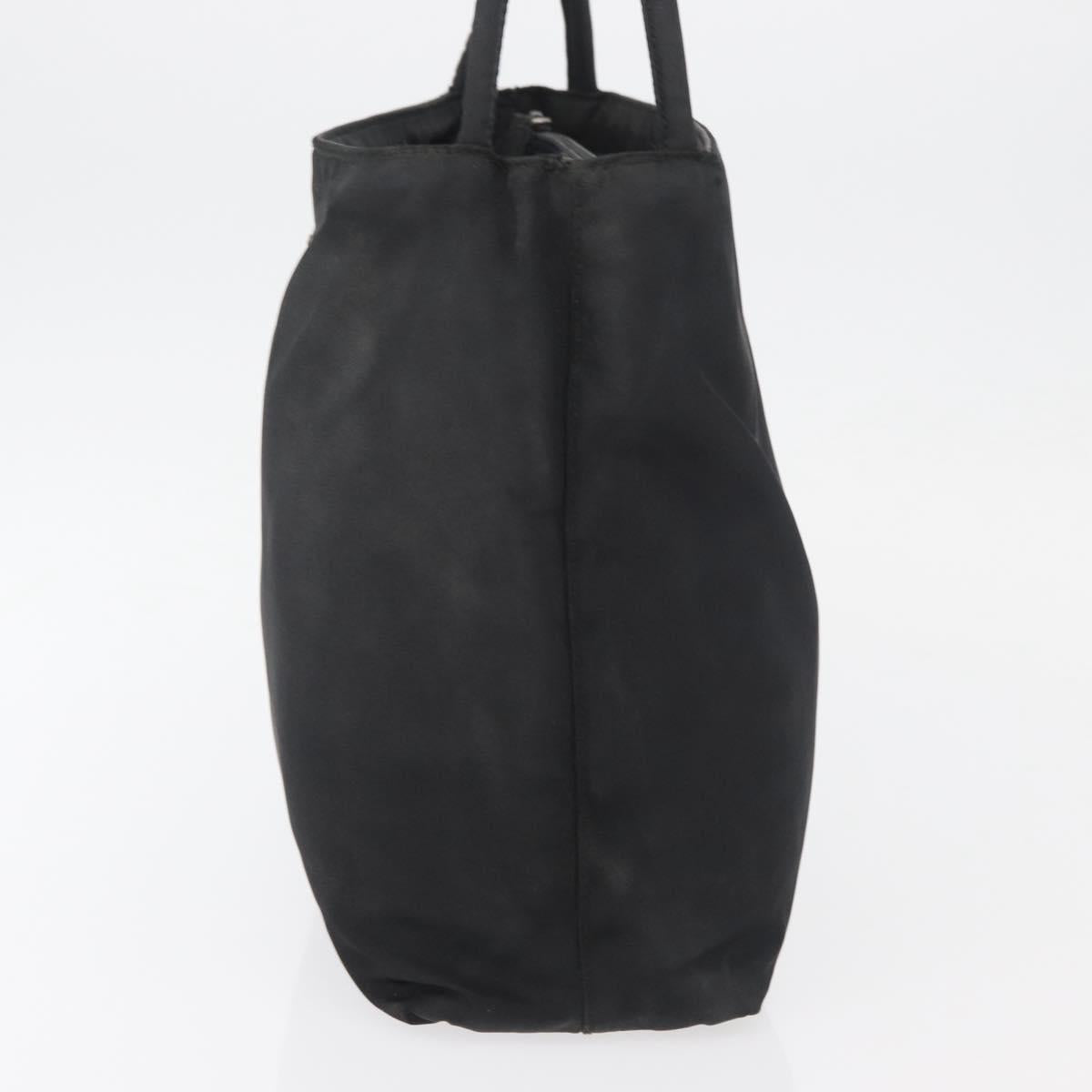 PRADA Hand Bag Nylon Black Silver Auth 176163