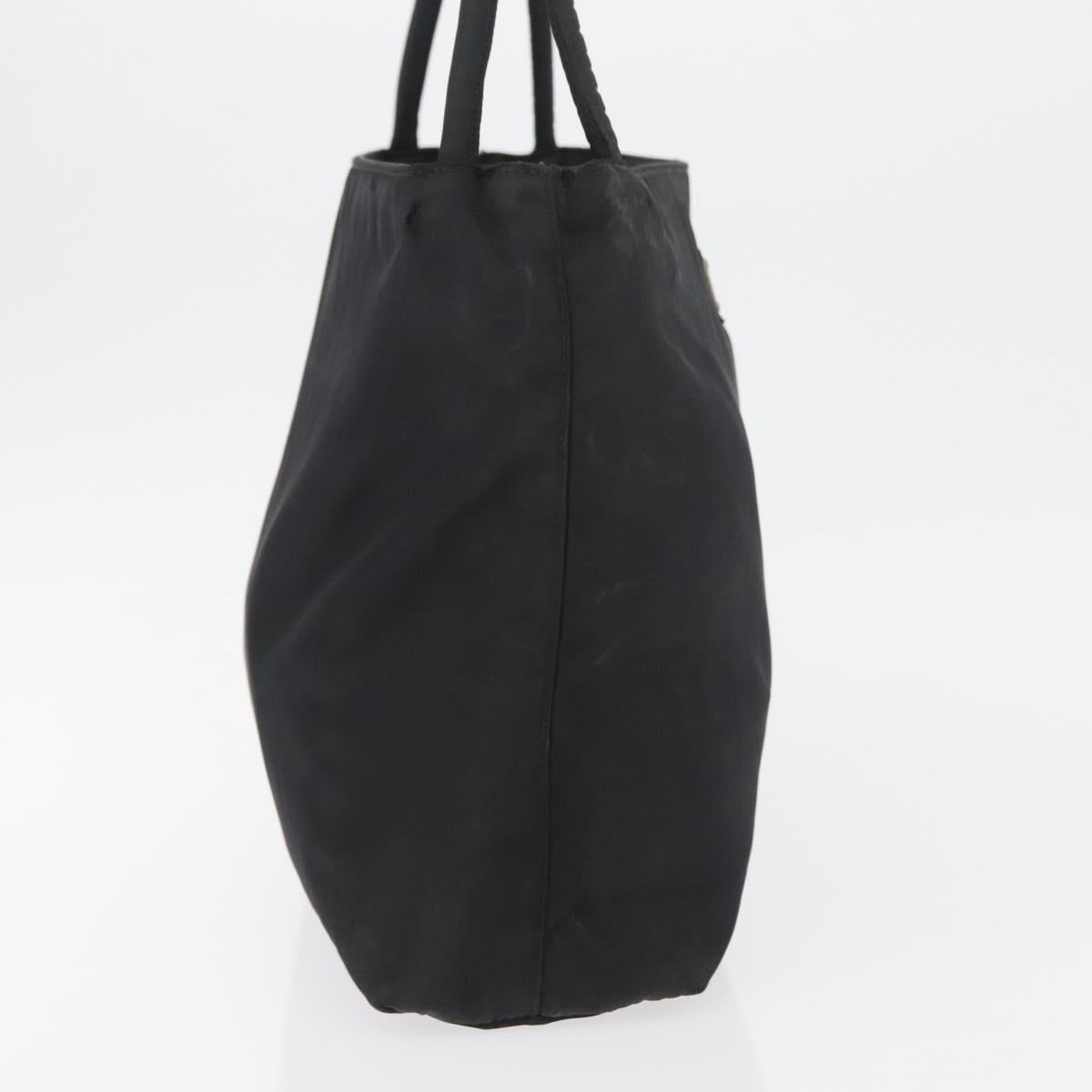 PRADA Hand Bag Nylon Black Silver Auth 176163