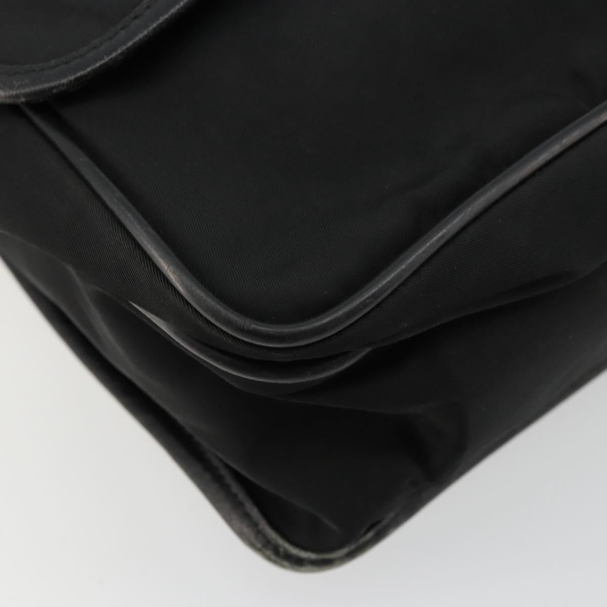 PRADA Shoulder Bag Nylon Black Silver Auth 176173