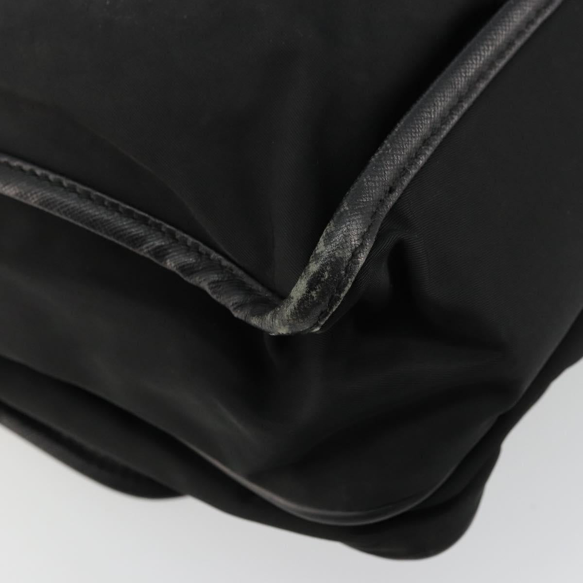 PRADA Shoulder Bag Nylon Black Silver Auth 176173