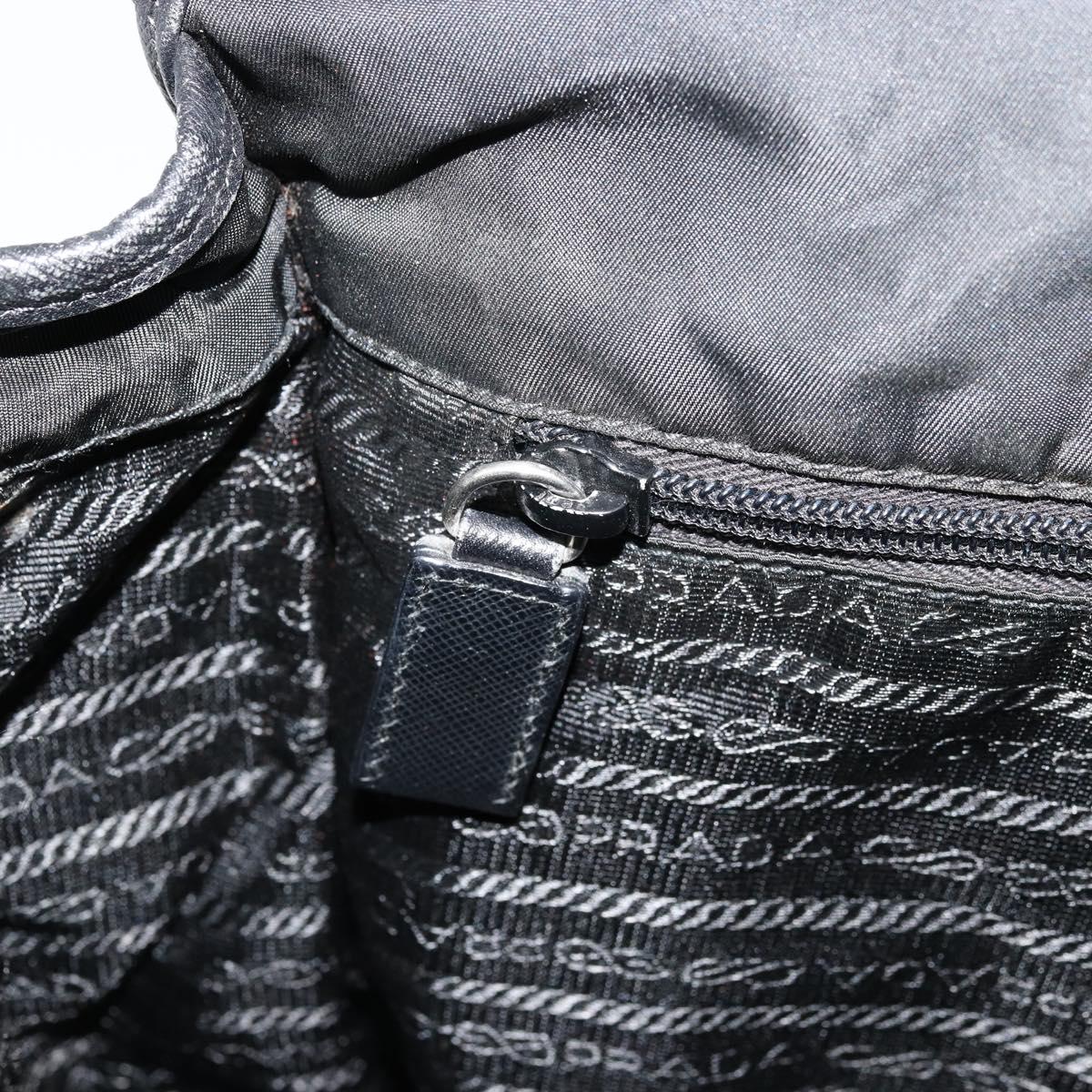 PRADA Shoulder Bag Nylon Black Silver Auth 176173
