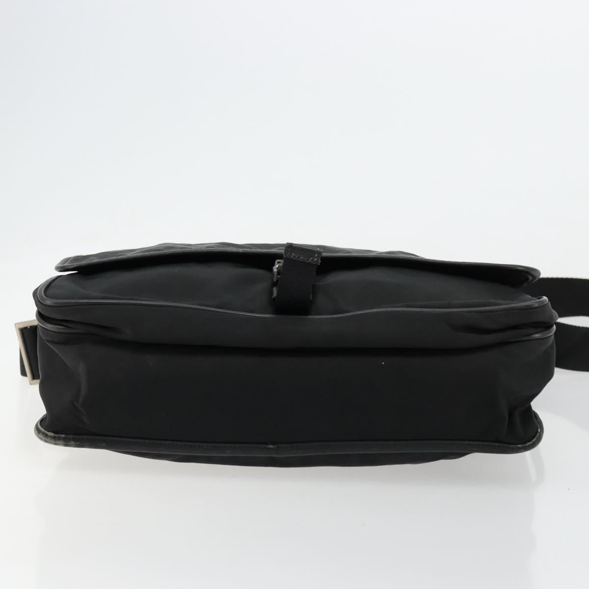 PRADA Shoulder Bag Nylon Black Silver Auth 176173