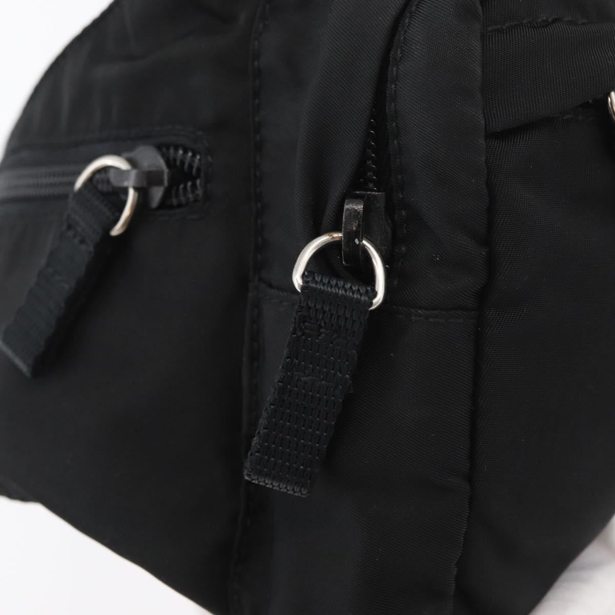 PRADA Body Bag Nylon Black Silver Auth 176176A